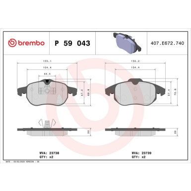 BREMBO Bremsklötze VA | FIAT Croma OPEL Astra 04-15 | P 59 043