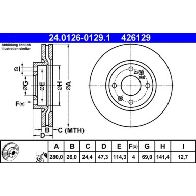 ATE Bremsscheibe | 24.0126-0129.1