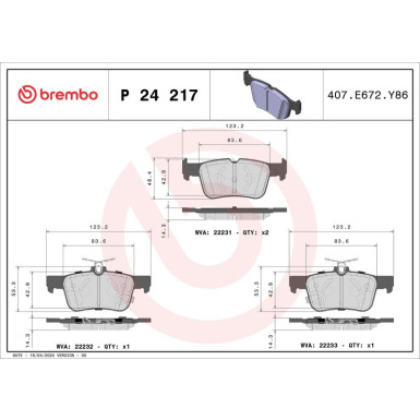 BREMBO Bremsklötze HA | FORD Focus 18 | P 24 217