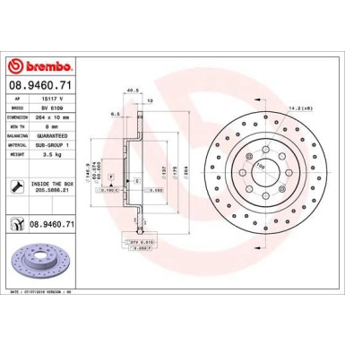 40 482 037 Bremsscheibe HA | ABARTH Grande Punto, Punto 07 | 08.9460.71