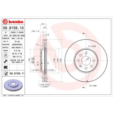 10 481 040 Bremsscheibe VA | OPEL Combo,Meriva 01 | 09.9159.11