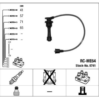 RC-ME64 NGK | Zündkabelsatz | MITSUBISHI Gallant IV 88-92 | 8741