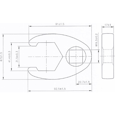 BGS Hahnenfußschlüssel | Antrieb Innenvierkant 20 mm (3/4"""") | SW 41 mm | 1759-41