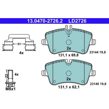 Bremsbelagsatz Db P. W203/S203/Cl203/C209 1,6-2,2 00-09 Keramik | 13.0470-2726.2