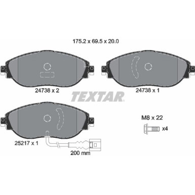 Bremsbelagsatz Vw P. Sharan 10-/Alhambra 10-/Golf Vii/Octavia 12 | 2473801