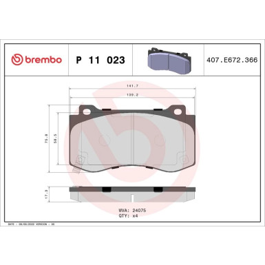 BREMBO Bremsklötze VA | CHRYSLER 300 JEEP Grand Cherokee 04-11 | P 11 023