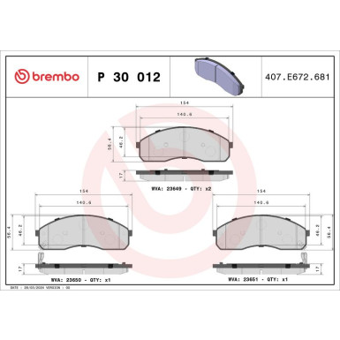 BREMBO Bremsklötze VA | KIA Carnival, Pregio 98-07 | P 30 012