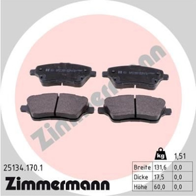 ZIMMERMANN Bremsbeläge | 25134.170.1