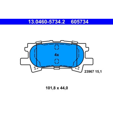 Bremsbelagsatz Toyota T. Lexus Rx 3.0-3.5 03-08 | 13.0460-5734.2