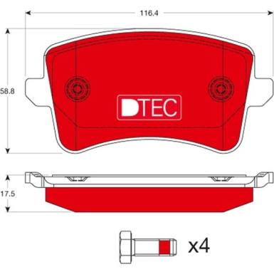 Bremsbelagsatz Audi T. A4/A5/Q5 07- Dtec Cotec | GDB1765DTE