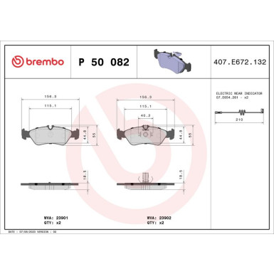 BREMBO Bremsklötze HA | MERCEDES Sprinter VW LT28-46 96-06 | P 50 082