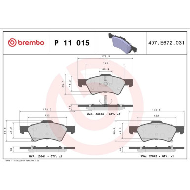 BREMBO Bremsklötze VA | CHRYSLER Voyager 00 | P 11 015