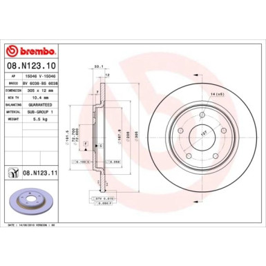 91 482 013 Bremsscheibe HA | CHRYSLER GRAND VOYAGER 07 | 08.N123.11