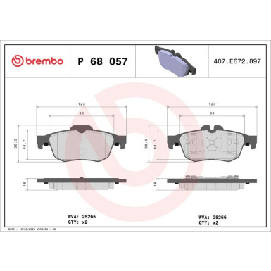 BREMBO Bremsklötze HA | RENAULT Latitude 11 | P 68 057