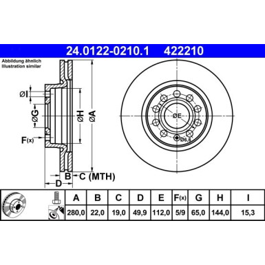 Bremsscheibe Vw P. Golf 5/A3 | 24.0122-0210.1