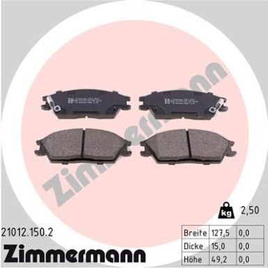 ZIMMERMANN Bremsbeläge | 21012.150.2