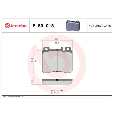 BREMBO Bremsklötze VA | MERCEDES S-Klasse 91-99 | P 50 018