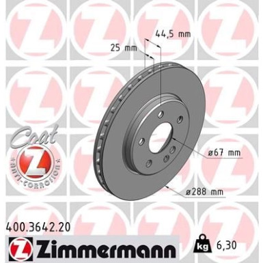 ZIMMERMANN Bremsscheibe | 400.3642.20