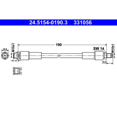 ATE Bremsschlauch | 24.5154-0190.3