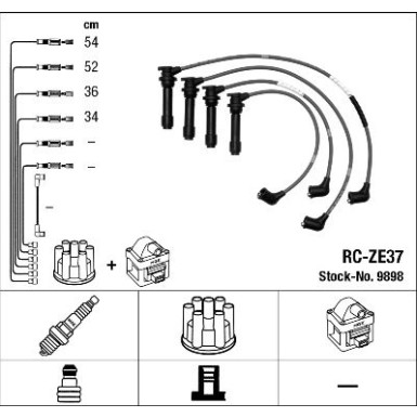 RC-ZE37 NGK | Zündkabelsatz | MAZDA 323 P V (BA) 1.5 16V,10.96 | 9898