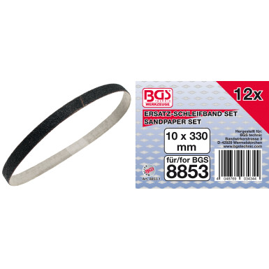 BGS Schleifband | 10 mm x 330 mm | 12 Stück für Art. 8853 | 8853-1