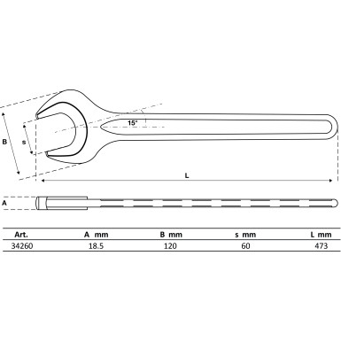 BGS Einmaulschlüssel | DIN 894 | SW 60 mm | 34260