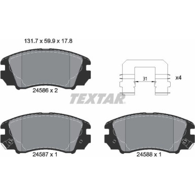 BREMSBELAGSATZ KIA P. MAGENTIS 2,0-2,7 05-131,6 59,9 17,8MANDO | 2458601