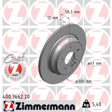 ZIMMERMANN Bremsscheibe | 400.3662.20