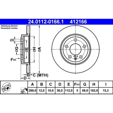 Bremsscheibe Audi T. A4 04-08 | 24.0112-0166.1