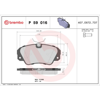 BREMBO Bremsklötze VA | OPEL Omega, Senator 86-03 | P 59 016