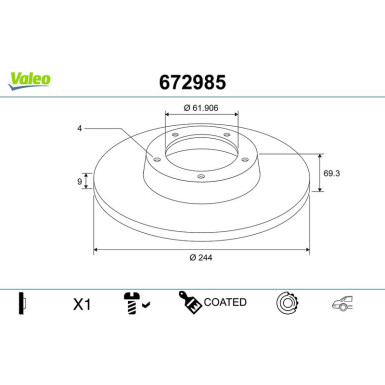 VALEO Bremsscheibe | 672985