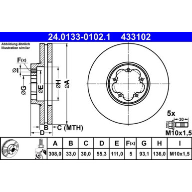 Bremsscheibe Ford P. Transit 2.0-2.2 Tdci 12 | 24.0133-0102.1