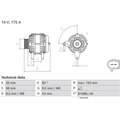 Lichtmaschine | MERCEDES C,E,GLK-Klasse 07 | 0 986 081 850