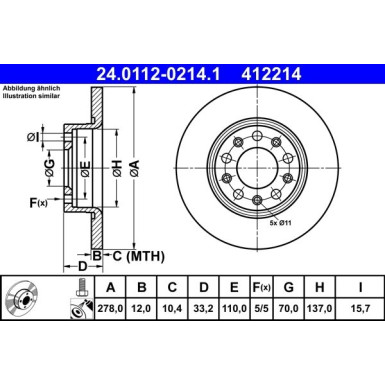 Bremsscheibe Jeep T. Cherokee 2.0-2.2 Crd 4X4 14 | 24.0112-0214.1