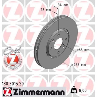 ZIMMERMANN Bremsscheibe | 180.3015.20