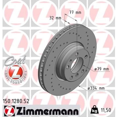 11 481 034 Sport Bremsscheibe VA Sport | BMW E38 750 94 | 150.1280.52