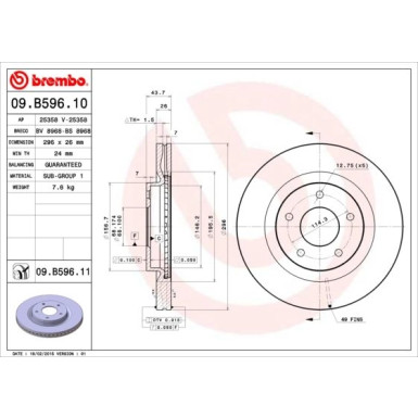 85 481 075 Bremsscheibe VA | NISSAN Juke 10 | 09.B596.11