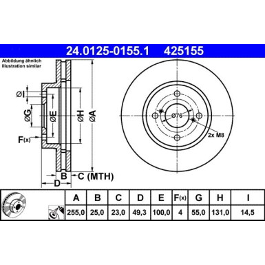 Bremsscheibe Toyota P. Corolla 1.4-1.6 Vvt-I 02-07 | 24.0125-0155.1