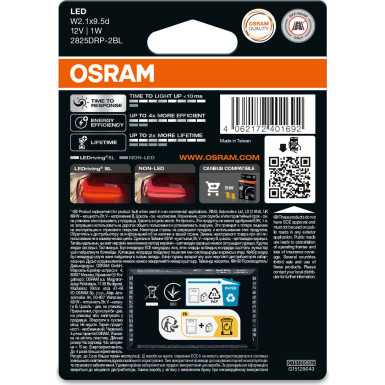 OSRAM W5W LEDriving SL Red Rot 12V Blister 2 Stück