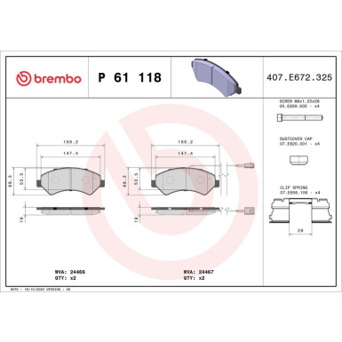 BREMBO Bremsklötze VA | CITROEN,FIAT,PEUGEOT 06 | P 61 118