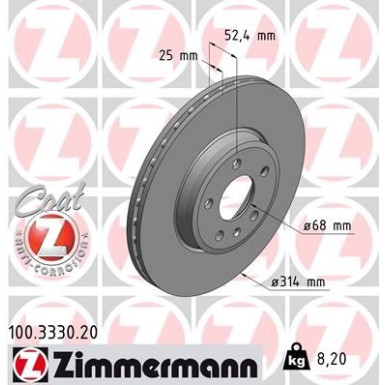 ZIMMERMANN Bremsscheibe | 100.3330.20