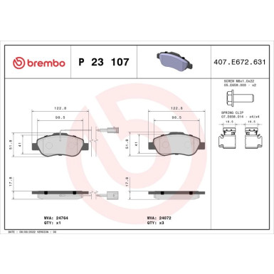 BREMBO Bremsklötze VA | FIAT 500 FORD Ka 08 | P 23 107