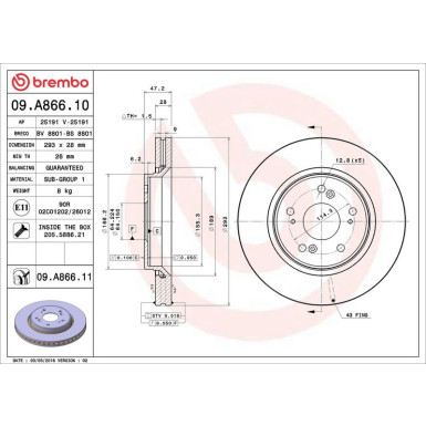 86 481 043 Bremsscheibe VA | HONDA CR-V 06 | 09.A866.11