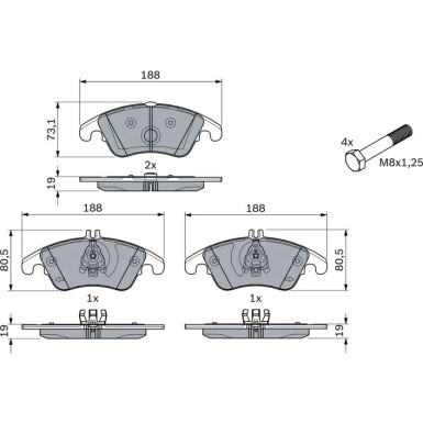 Bremsklötze | MERCEDES C,E-Klasse | 0 986 494 263