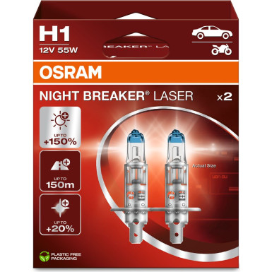 OSRAM H1 12V 55W P14,5s NIGHT BREAKER LASER +150% mehr Licht