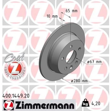 ZIMMERMANN Bremsscheibe | 400.1449.20