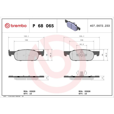 BREMBO Bremsklötze VA | DACIA Logan RENAULT Clio 12 | P 68 065