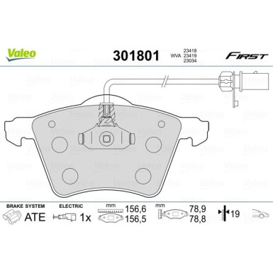 VALEO Bremsbeläge | 301801