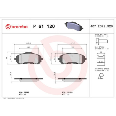 BREMBO Bremsklötze VA | PEUGEOT 308 II 13 | P 61 120