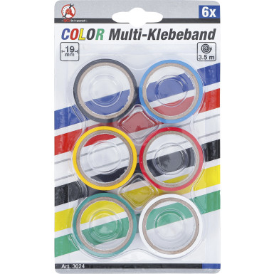 BGS COLOR Multi-Klebeband Set | 19 x 3,5 m | 6-tlg | 3024